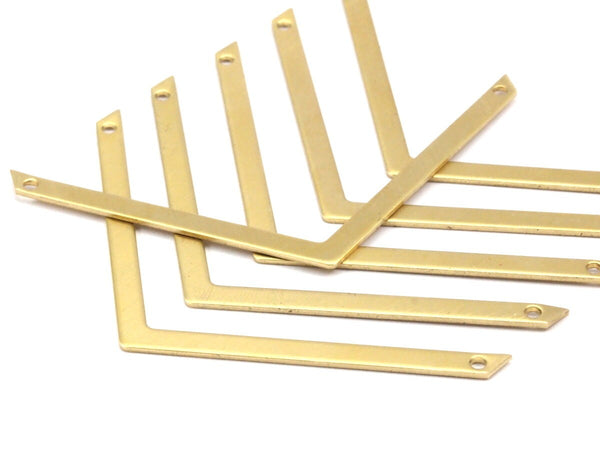 Tiny Brass Chevron, Raw Brass Chevrons with 2 Holes (60x3x0.80mm)   N0641