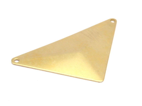Brass Triangle Pyramid, 3 Raw Brass Pyramid Triangle Blank , with 2 Holes (56x41x41x0.80mm)  D0482--C016