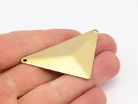 Brass Triangle Pyramid, 3 Raw Brass Pyramid Triangle Blank , with 2 Holes (56x41x41x0.80mm)  D0482--C016