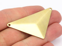 Brass Triangle Pyramid, 3 Raw Brass Pyramid Triangle Blank , with 2 Holes (56x41x41x0.80mm)  D0482--C016