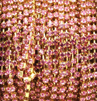 Crystal Rhinestone Chain, 3 Feet (3mm) Fuchsia Crystal Rhinestone Chain With Brass Frame Rh218 Z137