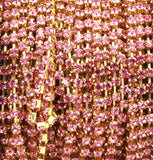 Crystal Rhinestone Chain, 3 Feet (3mm) Fuchsia Crystal Rhinestone Chain With Brass Frame Rh218 Z137
