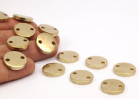 Brass Circle Charm, 6 Raw Brass Circle Button Blanks (18x3mm) Y211