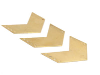 Brass Chevron Charm, 4 Raw Brass Chevrons with 6 Holes (50x20x0.80mm) A0882--N0644
