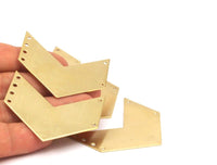 Brass Chevron Charm, 4 Raw Brass Chevrons with 6 Holes (50x20x0.80mm) A0882--N0644
