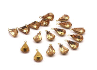 5 Light Colorada Topaz Swarovski Crystal Drop with Raw Brass Prong Setting 13x8 mm  D0504