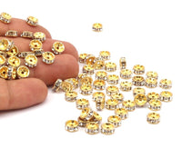 Vintage Gold Bead, 12 Vintage Gold Swarovski Rondelle Beads  (7.5x3.5mm) SR66 Y255