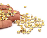 Vintage Gold Bead, 12 Vintage Gold Swarovski Rondelle Beads  (7.5x3.5mm) SR66 Y255