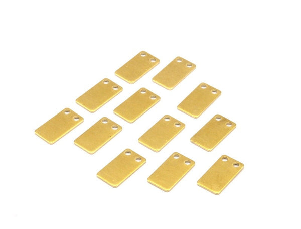 Brass Necklace Bar, 36 Raw Brass Rectangle Stamping Blanks with 2 Holes, Necklace Pendants (15x8x0.80mm) D0335-05--Y022