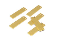 Brass Necklace Bar, 12 Raw Brass Rectangle Stamping Blanks with 2 Holes, Necklace Pendants (30x8x0.80mm)   D0335-09 F022