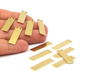 Brass Necklace Bar, 12 Raw Brass Rectangle Stamping Blanks with 2 Holes, Necklace Pendants (30x8x0.80mm)   D0335-09 F022