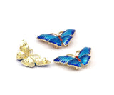Brass Enamel 2 Butterfly Connector- Hidden Hole (30x15mm)  B-2