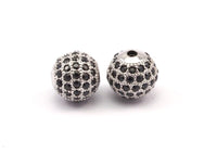 Cubic Zirconia Ball Bead, 1 Pc Navy Micro Pave Cz Cubic Zirconia 10 Mm Ball Bead W00003 B-4