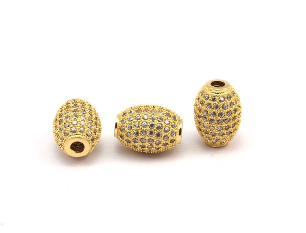 1 Micro Pave CZ Cubic Zirconia  Bead (11x8mm) Hole Size 2mm  W00006 B-4