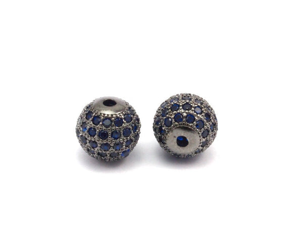 Cubic Zirconia Ball Bead, 1 Pc Navy Micro Pave Cz Cubic Zirconia 10 Mm Ball Bead W00003 B-4