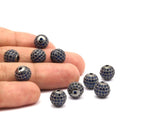 Cubic Zirconia Ball Bead, 1 Pc Navy Micro Pave Cz Cubic Zirconia 10 Mm Ball Bead W00003 B-4