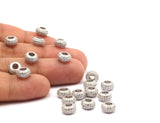 1 Micro Pave CZ Cubic Zirconia Rondelle Bead (8.50x5mm)  W00196 B-3