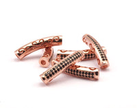 1 Rose Curved Tube , CZ Cubic Zirconia Micro Pave Beads 29x6mm Hole size 3mm  W00740 B-3