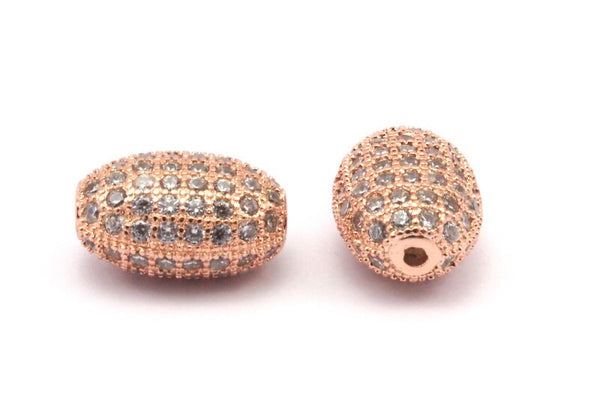 1 Micro Pave CZ Cubic Zirconia Oval Micro Pave Bead 14x10mm W00992   B-3