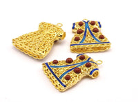 Enameled Brass Caftan Pendant( 38x28mm) R061 B-3
