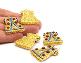Enameled Brass Caftan Pendant( 38x28mm) R061 B-3