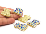 Enameled Brass Caftan Pendant ( 38x28mm) BRC231    B-3