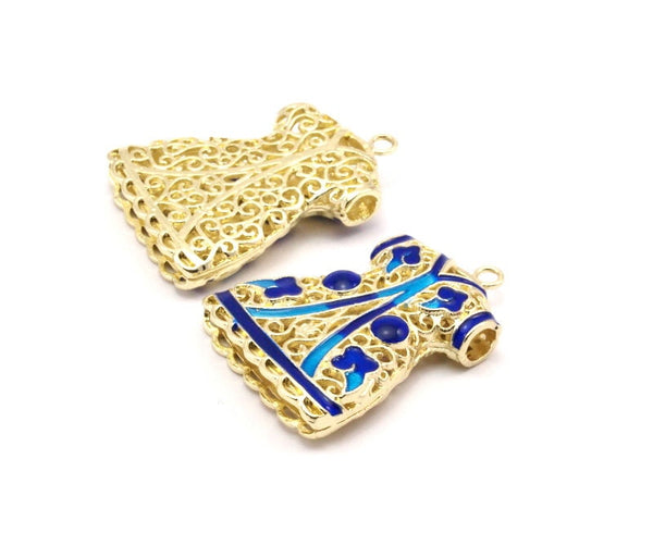 Enameled Brass Caftan Pendant ( 38x28mm) BRC231    B-3
