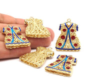 Enameled Brass Caftan Pendant ( 38x28mm) R061  B-1