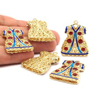 Enameled Brass Caftan Pendant ( 38x28mm) R061  B-1