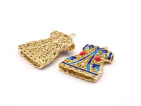 Enameled Brass Ottoman Caftan Pendant ( 38x28mm) B-2