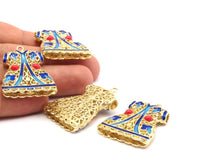Enameled Brass Ottoman Caftan Pendant ( 38x28mm) B-2
