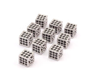 Cz Zirconia Silver Cube Bead 6mm Hole Size 1mm W1600816 B-4