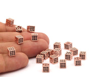 1 Cz Zirconia Rose Gold Square Bead 6mm Hole Size 1mm W1600816 B-3