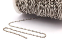 Tiny Silver Chain, 10 Meters - 33 Feet (1.5mm) Silver Tone Brass Faceted Ball Chain - W71