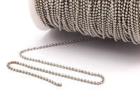 Tiny Silver Chain, 90 Meters (1.5mm) Silver Tone Brass Faceted Ball Chain - W71