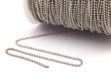 Tiny Silver Chain, 10 Meters - 33 Feet (1.5mm) Silver Tone Brass Faceted Ball Chain - W71
