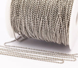 Tiny Silver Chain, 10 Meters - 33 Feet (1.5mm) Silver Tone Brass Faceted Ball Chain - W71