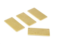 Brass Stamping Blank, 12 Raw Brass Stamping Blank, with 2 Holes Pendant (30x15x0.80mm) Y193