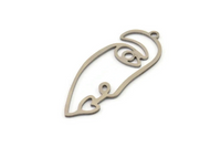Steel Face Charm, 4 Stainless Steel Face Charms With 1 Loop, Pendants, Earrings, Findings (41x17x0.80mm) SMP1312