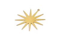 Brass Star Charm, 4 Raw Brass Star Charms With 1 Loop, Charm Pendants (34x32x0.60mm) SMP1283 A5458