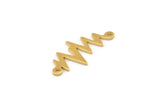 Brass Heart Rhythm Connector, 12 Raw Brass Heart Rhythm Shaped Connectors With 2 Loops (22x10.5x0.75mm) E072