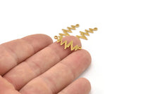Brass Heart Rhythm Connector, 12 Raw Brass Heart Rhythm Shaped Connectors With 2 Loops (22x10.5x0.75mm) E072