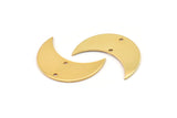 Gold Moon Charm, 2 Gold Plated Brass Crescent Moon Charms With 2 Holes (30x12x0.80mm) B0278