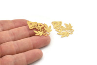 Gold Mushroom Charm, 2 Gold Plated Brass Mushroom Charms With 1 Hole, Charm Pendants (33x24x0.60mm) SMP0345 A6197