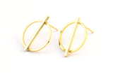 Gold Round Earring, 6 Gold Plated Brass Round Earring Posts, Pendants, Findings (20x16x2.5mm) E368 Q0526