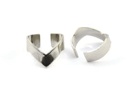 Silver Chevron Ring, 3 Silver Tone Adjustable Ring Setting - 16-17mm / 23 Gauge Mn04