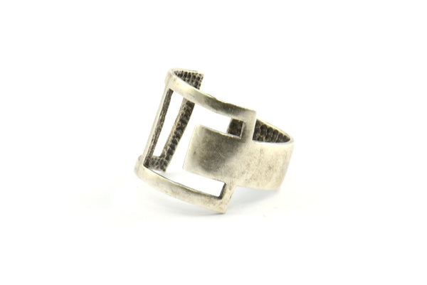 Antique Silver Adjustable Ring, 2 Antique Silver Plated Adjustable Rings N0024 H0255