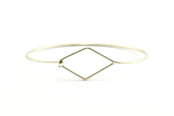 Boho Chic Bracelet, 3 Antique Silver Plated Brass Diamond Wire Bracelets Brc160