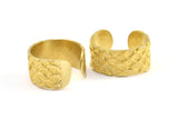 Brass Ethnic Ring, 2 Raw Brass Fish Scale Textured Adjustable Ethnic Rings (10mm) E406