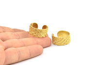 Brass Ethnic Ring, 2 Raw Brass Fish Scale Textured Adjustable Ethnic Rings (10mm) E406